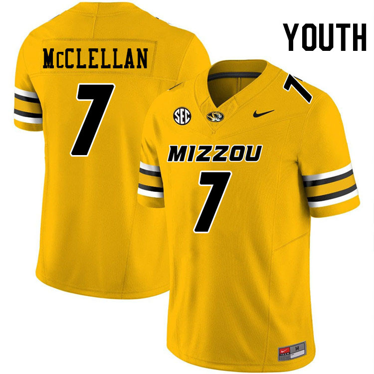 Youth #7 Chris McClellan Missouri Tigers College Football Jerseys Stitched-Gold